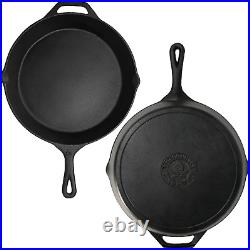 12 Inch round Large Pre-Seasoned Cast Iron Skillet