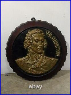 1870 Cast Iron George Washington Large Coin Plaque Advertising