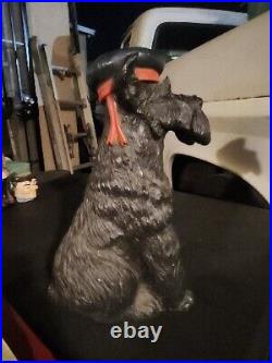 1930's Cast Iron Scotty Dog Large Figural Scottish Terrier Holding Cane