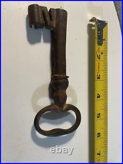 2 Very Large Cast Iron Skeleton Key Antique Vintage 6 inch & 5 inch