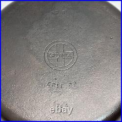 2 Vintage GRISWOLD Cast Iron SKILLET Frying Pan #8 704 LARGE BLOCK & Small LOGO