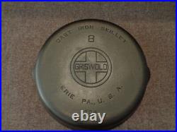 #8 Griswold Cast Iron Skillet, 704G, Flat Bottom, Large Logo, Block