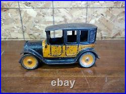 Antique 9 Arcade Large Cast Iron Yellow & Black Taxi Cab