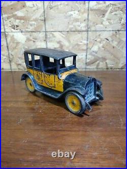 Antique 9 Arcade Large Cast Iron Yellow & Black Taxi Cab