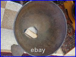 Antique Cast Iron Large 3 Footed Cooking Pot 2 ft x 1 ft has a bottom crack