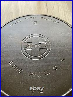 Antique Griswold #12 Cast Iron Skillet with Large Logo & Heat Ring