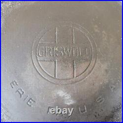 Antique Griswold Cast Iron Skillet No 9 large block 710 Erie PA