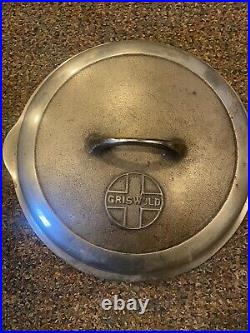 Antique Griswold Large Block Logo #8 Cast Iron Pan Skillet 704G With Lid