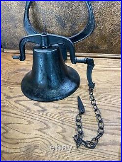Antique Large 1880s Cast Iron Church / School BELL w Yoke Vintage Ranch Bell