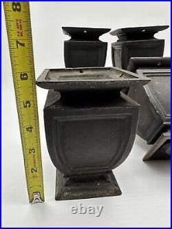 Antique Large 4 Cast Iron Vintage Stove Table Desk Legs Feet Repurpose Decor