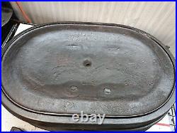 Antique Large Cast Iron Footed Oval Roaster Deep Fryer Boiler