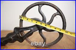 Antique Large Industrial Cast Iron Barn Pulley Steam Punk Light Lamp Part old