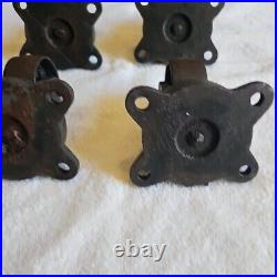 Antique Lot of 4 Matching Large Cast Iron Casters Swivel Wheels 4.5 Industrial