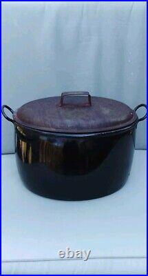 Antique Original Large Judges Cast Iron Cooking Pot with Lid 3 Gallon