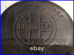 Antique Vintage Griswold Erie Cast Iron #3 709B Skillet Slanted Large Logo