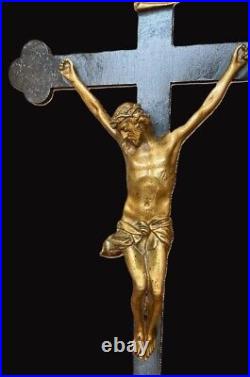 Antique large cast iron crucifix. Jesus