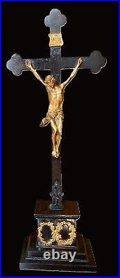 Antique large cast iron crucifix. Jesus