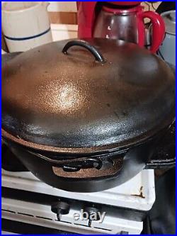 Awesome Rare Vintage Large #12 USA Bsr Cast Iron Dutch Oven Big Boy Nice