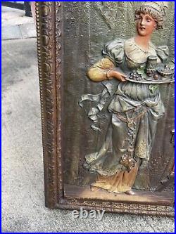 Bradley Hubbard, art nouveau painted cast-iron large plaque, excellent condition