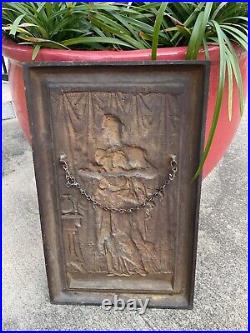 Bradley Hubbard, art nouveau painted cast-iron large plaque, excellent condition