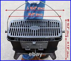 CI-2020, Pre-Seasoned Large Cast Iron Charcoal Grill, Outdoor Campin