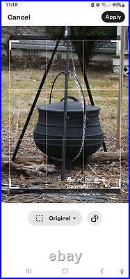 Cast Iron Cauldron Large Potjie Pot Outdoor Cooking Over Campfire Or Decor
