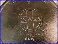 Cast Iron Griswold # 9 large logo, Heat ring, very smooth, no pits or wobble