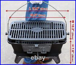 Ci-2020, Pre-Seasoned Large Cast Iron Charcoal Grill, Outdoor Camping