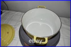 DRU Holland Yellow Tulip Enameled Cast Iron Dutch Oven Large Pot Pan Nice #4