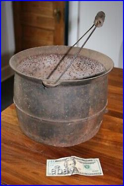 Early 18th Century Large Hanging Antique Cast Iron Cookpot