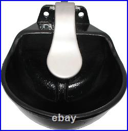 Extra Large Livestock Push-Paddle Automatic Metal Waterer, Cast Iron Black