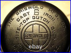 FULLY RESTORED Griswold No 6 Tite-Top Dutch Oven Large Block Logo # 2605A 2606A
