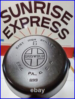 Fully Restored GRISWOLD #6 Cast Iron Skillet 8 Large Logo 699 Seasoned Flat