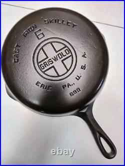 Fully Restored GRISWOLD #6 Cast Iron Skillet 8 Large Logo 699 Seasoned Flat