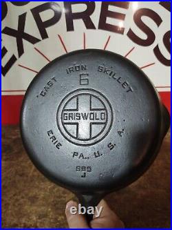 Fully Restored GRISWOLD #6 Cast Iron Skillet 8 Large Logo 699 Seasoned Flat