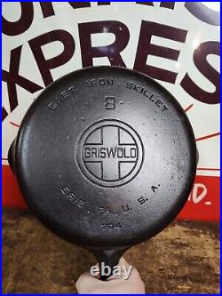 Fully Restored GRISWOLD #8 Cast Iron Skillet Pan Large Logo 704 Seasoned
