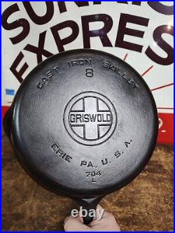 Fully Restored GRISWOLD #8 Cast Iron Skillet Pan Large Logo 704 Seasoned