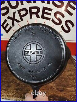 Fully Restored GRISWOLD Cast Iron SKILLET Frying Pan #8 Large Logo 10 Flat