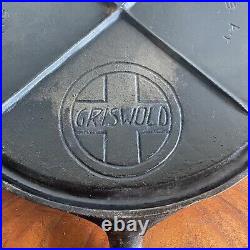 GRISWOLD Cast Iron 9 Large Slant Logo Round Griddle 739 X Bar Heat Ring Tortilla
