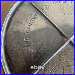 GRISWOLD Cast Iron 9 Large Slant Logo Round Griddle 739 X Bar Heat Ring Tortilla