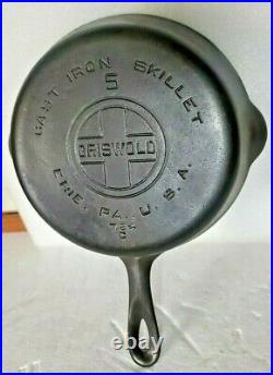 GRISWOLD Cast Iron SKILLET Frying Pan # 5 LARGE BLOCK LOGO
