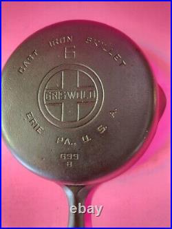 GRISWOLD No. 6 Large Logo Cast Iron SKILLET 699 B RESTORED Smooth Flat