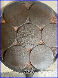 GRISWOLD SLANT LARGE LOGO 2980 X cast Iron plett pan. SITS FLAT (NICE)