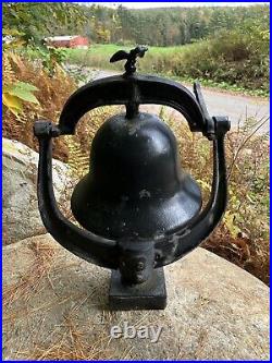 Genuine Vermont Farm Cast Iron Dinner Bell On Yoke w Eagle 1936 Wilton Black