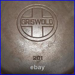 Griswold 108 201 Cast Iron Shallow Pan Large Block Logo Made in USA Circa 1930s