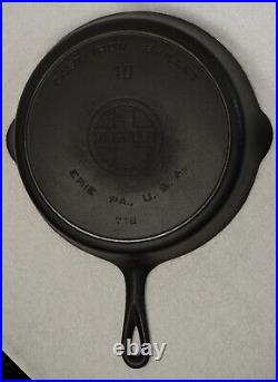 Griswold #10 716 Vintage Cast Iron Skillet Frying Pan Large Logo with heat ring