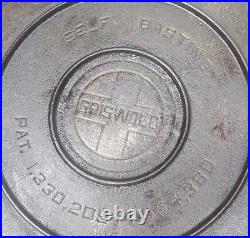 Griswold #10 Cast Iron Skillet Lid High Dome Cover Large Block Logo