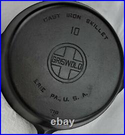 Griswold #10 Skillet Erie PA 716 E Large Block Logo EPU Smooth Bottom Cast Iron