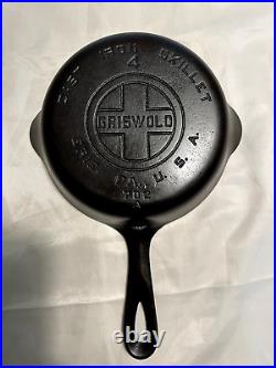Griswold #4 Large Block Logo Cast Iron Skillet, Fully Restored. 702 Erie, PA USA