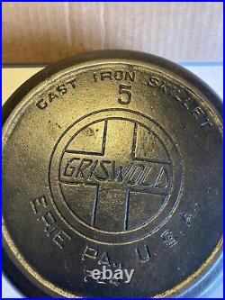 Griswold #5 Large Slant Logo Heat Ring Cast Iron Skillet 8 Flat 724